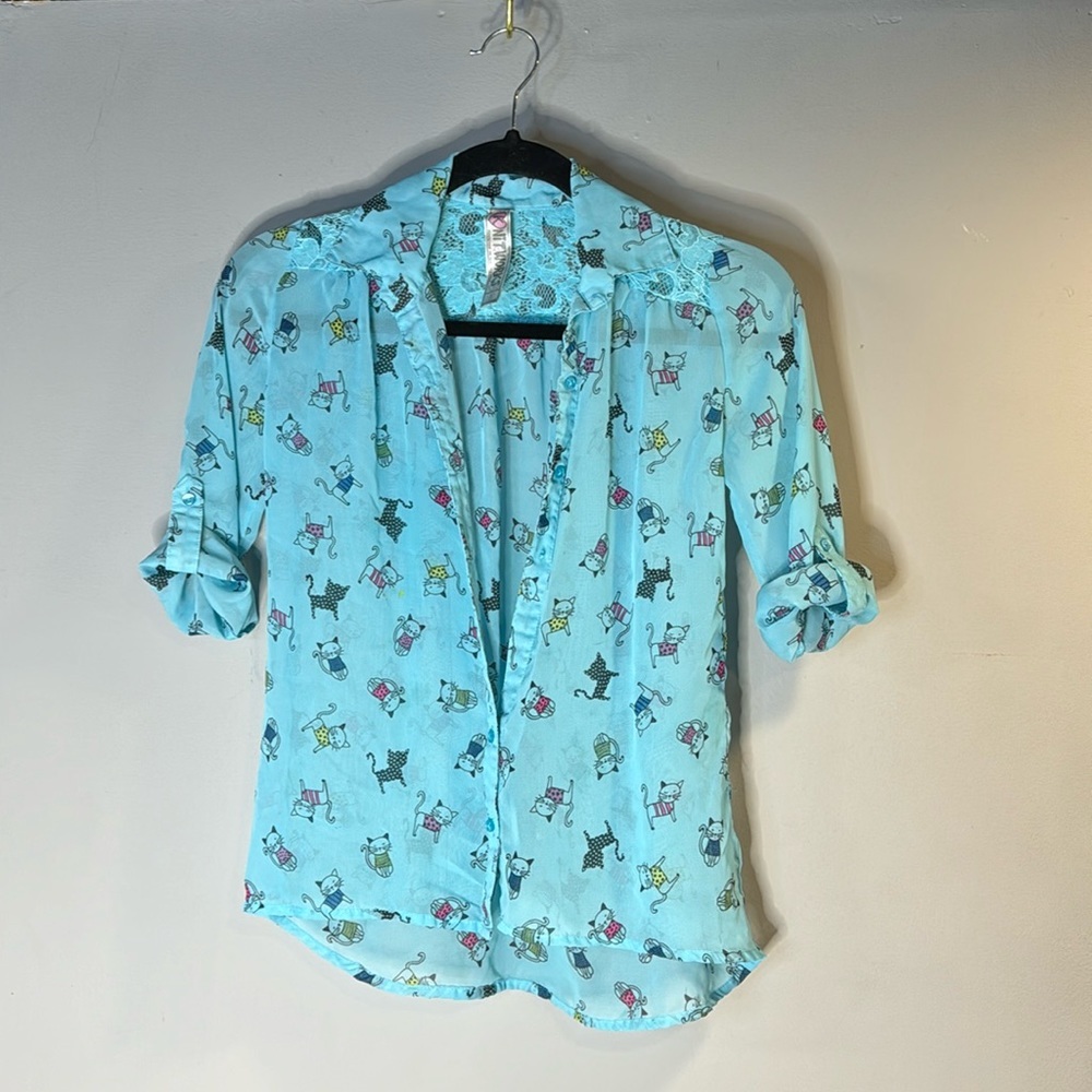 Kitty sheer button down top